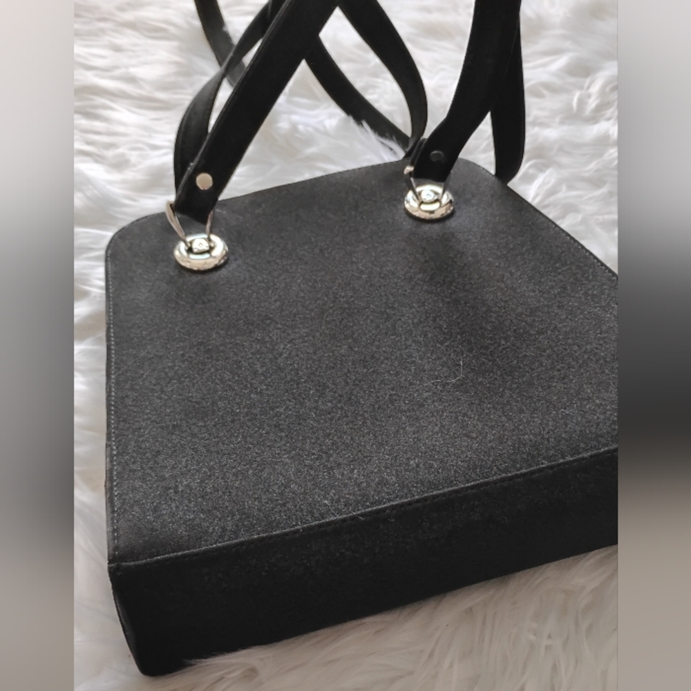 Vintage Black El Diseno Medium Shoulder Bag With Silver Hardware. Long Drop.